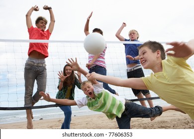 Teenagers Playing Volleyball