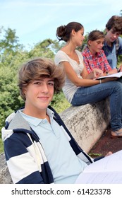 Teenagers Studying Outside The Class