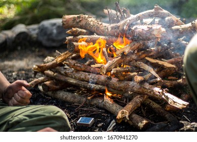 Teepee Campfire Made At The Scout Camp