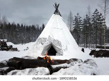Teepee of the Sami people - the indigenous inhabitants of the north. Karelia, Russia - Shutterstock ID 1890158536