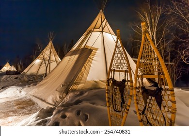 teepee and snow shoes