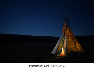 Teepee Under The Blue Night Sky