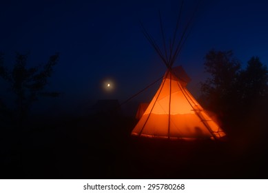 Teepee Or Wigwam . Night.