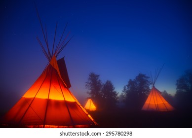 Teepee Or Wigwam . Night.