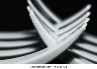 Teeth of plastic forks macro
