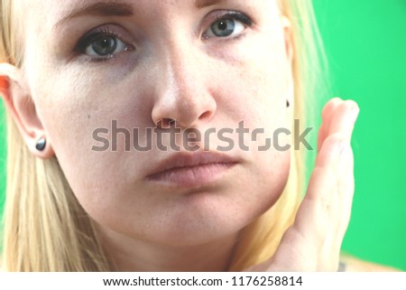Teeth Problem. Gumboil, flux and swelling of the cheek. Closeup Of Beautiful Sad Girl Suffering From Strong Tooth Pain. Attractive Female Feeling Painful Toothache, Dental Health And Care Concept