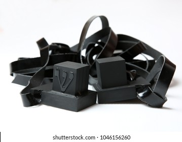 Tefillin -[Jewish phylactery] with black straps on a with blackground