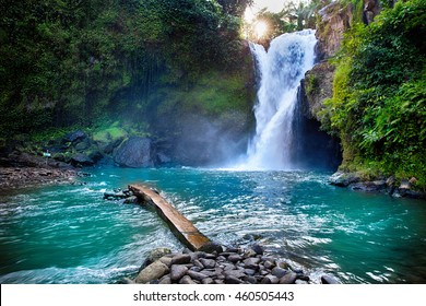 Tegenungan Waterfall it is one of places of interest of Bali / Secret Bali jungle Waterfall / Bali, Indonesia

