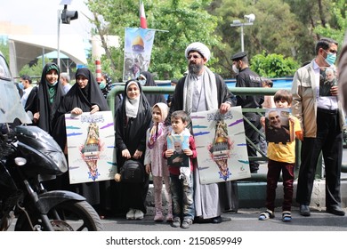 Tehran Enghelab Iran - Apr 29 2022: Al Quds Day March Against Israel In Iran