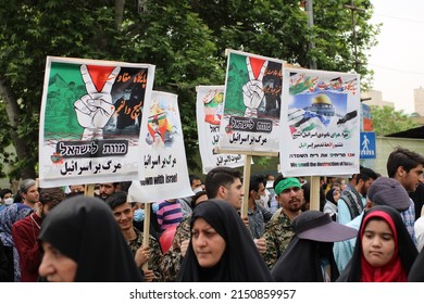 Tehran Enghelab Iran - Apr 29 2022: Al Quds Day March Against Israel In Iran