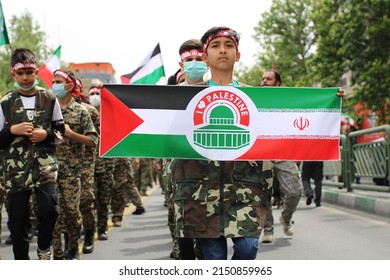 Tehran Enghelab Iran - Apr 29 2022: Al Quds Day March Against Israel In Iran