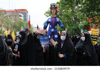 Tehran Enghelab Iran - Apr 29 2022: Al Quds Day March Against Israel In Iran