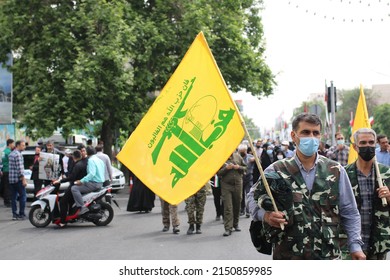 Tehran Enghelab Iran - Apr 29 2022: Al Quds Day March Against Israel In Iran