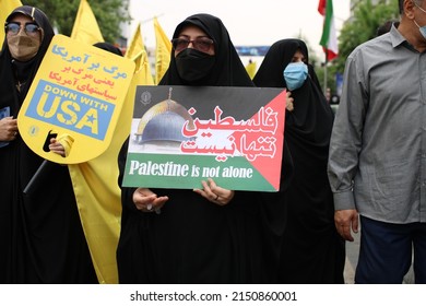 Tehran Enghelab Iran - Apr 29 2022: Al Quds Day March Against Israel In Iran