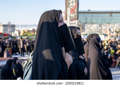 Tehran, Imam Hussain Iran - Sep 17 2022: Hijab Women On The Day Of Arbaeen