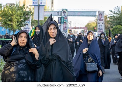 Tehran, Imam Hussain Iran - Sep 17 2022: Hijab Women On The Day Of Arbaeen