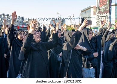 Tehran, Imam Hussain Iran - Sep 17 2022: Hijab Women On The Day Of Arbaeen