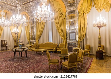 TEHRAN, IRAN - JULY 5, 2019: Hall of Mirror in Golestan Palace in Tehran, capital of Iran.