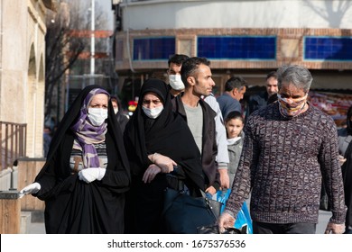 Tehran, Iran, March 12 2020: People Wear Protective Masks To Prevent Contracting A Coronavirus.