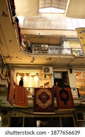 Tehran, Iran - November 5th 2018: Carpet Market In Tehran. People Hang Out At Local Market In Iran