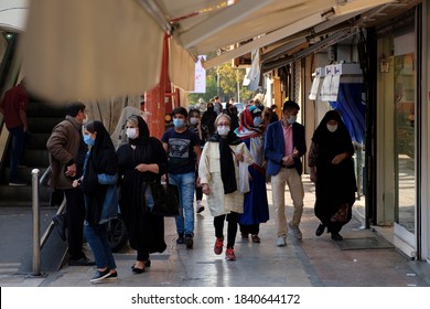 Tehran / Iran - Oct 25, 2020: Iranian People Wearing Masks Against The Spread Of Coronavirus And Covid-19 Disease.