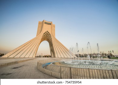 Tehran, Iran-CIRCA October 2017. A Landscape View Of The Azadi Tower, Located At Azadi Square. It Is A Symbol For 2,500th Year Of The Foundation Of The Imperial State Of Iran.