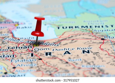 Tehran Pinned On A Map Of Asia 