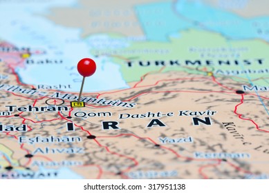 Tehran Pinned On A Map Of Asia 