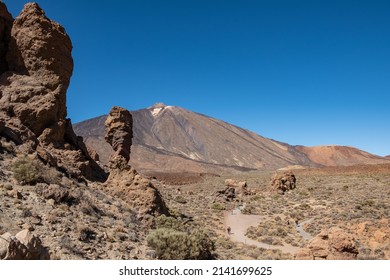 Teide National Park Tenerife with Volcano and the rock formation, called Finger of god.