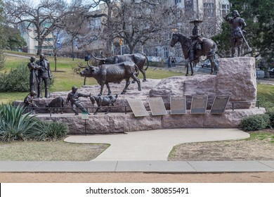 Tejano Monument At Texas State Capitol Grounds In Austin, TX