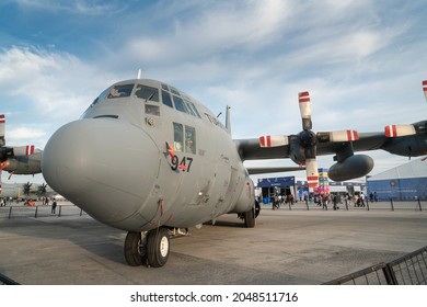 Teknofest 2021, Aviation, Space And Technology Festival, Aviation Exhibition And Air Show At Atatürk Airport. Military Transport Aircraft C 130 Hercules. 24.September.2021 Istanbul, TURKEY