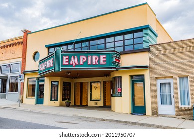 Tekoa, Washington, USA. May 24, 2021. Small Town Movie Theater In The Palouse Hills.