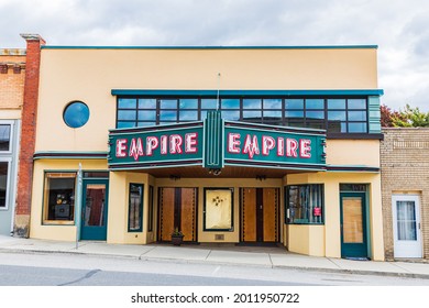 Tekoa, Washington, USA. May 24, 2021. Small Town Movie Theater In The Palouse Hills.