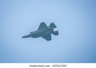 Tel Aviv 18 April 2018. Israel Air Force F35 On Independence Day Air Show