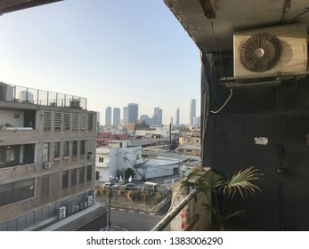 Tel Aviv City - Florentine Neighborhood -  City View With Balcony, Plant And Air Conditioner System