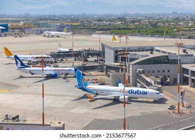 Tel Aviv, Israel - 2022: Aircrafts  in Ben Gurion Airport, Tel Aviv, Israel