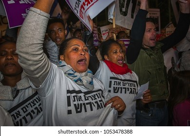 
TEL AVIV, ISRAEL, 24.03.2018: Protest The Deportation Of African Migrants.