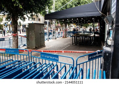 Tel Aviv, Israel - April 08, 2022 The Ilka Bar On Dizengoff Street, Scene Of The Palestinian Terror Attack That Left Several Israeli Civilians Dead Last Night