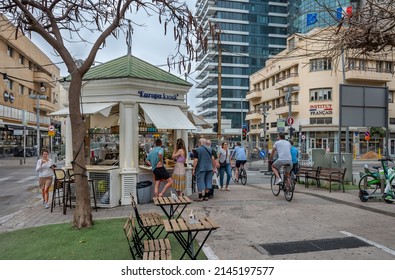 TEL AVIV, ISRAEL - APRIL 08, 2022 : Cityscape of boulevard Rothschild in Tel Aviv, Israel.