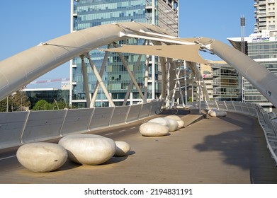 Tel Aviv Israel August 2022 Yitzhak Navon Bridge (Yehudit Bridge)