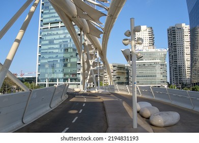 Tel Aviv Israel August 2022 Yitzhak Navon Bridge (Yehudit Bridge)