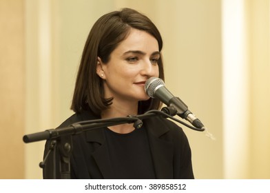 TEL AVIV, ISRAEL. February 2016. Israeli Actress And Singer Ania Bukstein Performing At The Event Marking 30 Years Since Natan Sharansky Was Released From Prison To Make His Way To Israel.