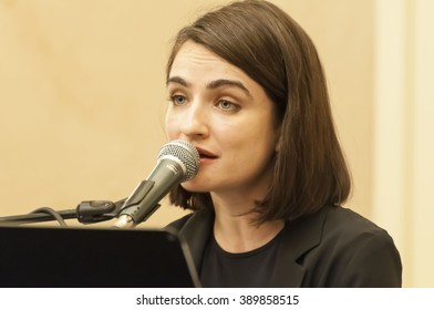 TEL AVIV, ISRAEL. February 2016. Israeli Actress And Singer Ania Bukstein Performing At The Event Marking 30 Years Since Natan Sharansky Was Released From Prison To Make His Way To Israel.