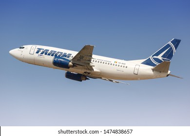 Tel Aviv, Israel – February 24, 2019: Tarom Boeing 737-300 airplane at Tel Aviv airport (TLV) in Israel.