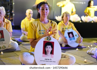 Tel Aviv, Israel- July 20, 2019 Activists Marking 20 Years To The Beginning Of Falun Gong (Falun Dafa) Persecution In China - During A Screening Of 