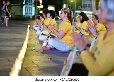 Tel Aviv, Israel- July 20, 2019 Activists Marking 20 Years To The Beginning Of Falun Gong (Falun Dafa) Persecution In China - During A Screening Of 