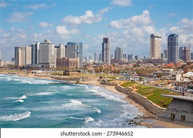 TEL AVIV, ISRAEL - MARCH 2, 2015: The outlook to waterfront and city from old Jaffa 