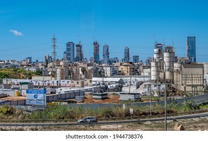 TEL AVIV, ISRAEL - MARCH 27, 2021 : Bnei Brak  Area- The Center Of Haredi Judaism And Ramat Gan Modern Towers. Israel.
