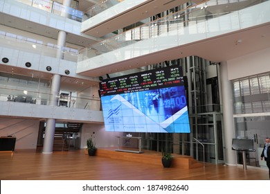 TEL AVIV, ISRAEL - November 23, 2020 : Tel Aviv Stock Exchange building in Tel Aviv, Israel.