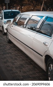 Tel Aviv, Israel - November 7th, 2020: White Stretch Limo